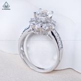  RX577 7.5mm Nhẫn nữ đài hoa phối baguette 