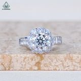  RX577 7.5mm Nhẫn nữ đài hoa phối baguette 