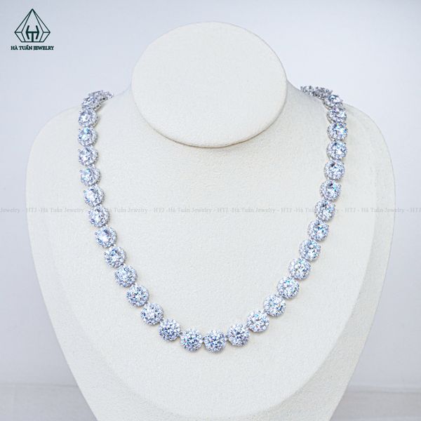  NCX084 4mm Dây chuyền halo full đá CZ 