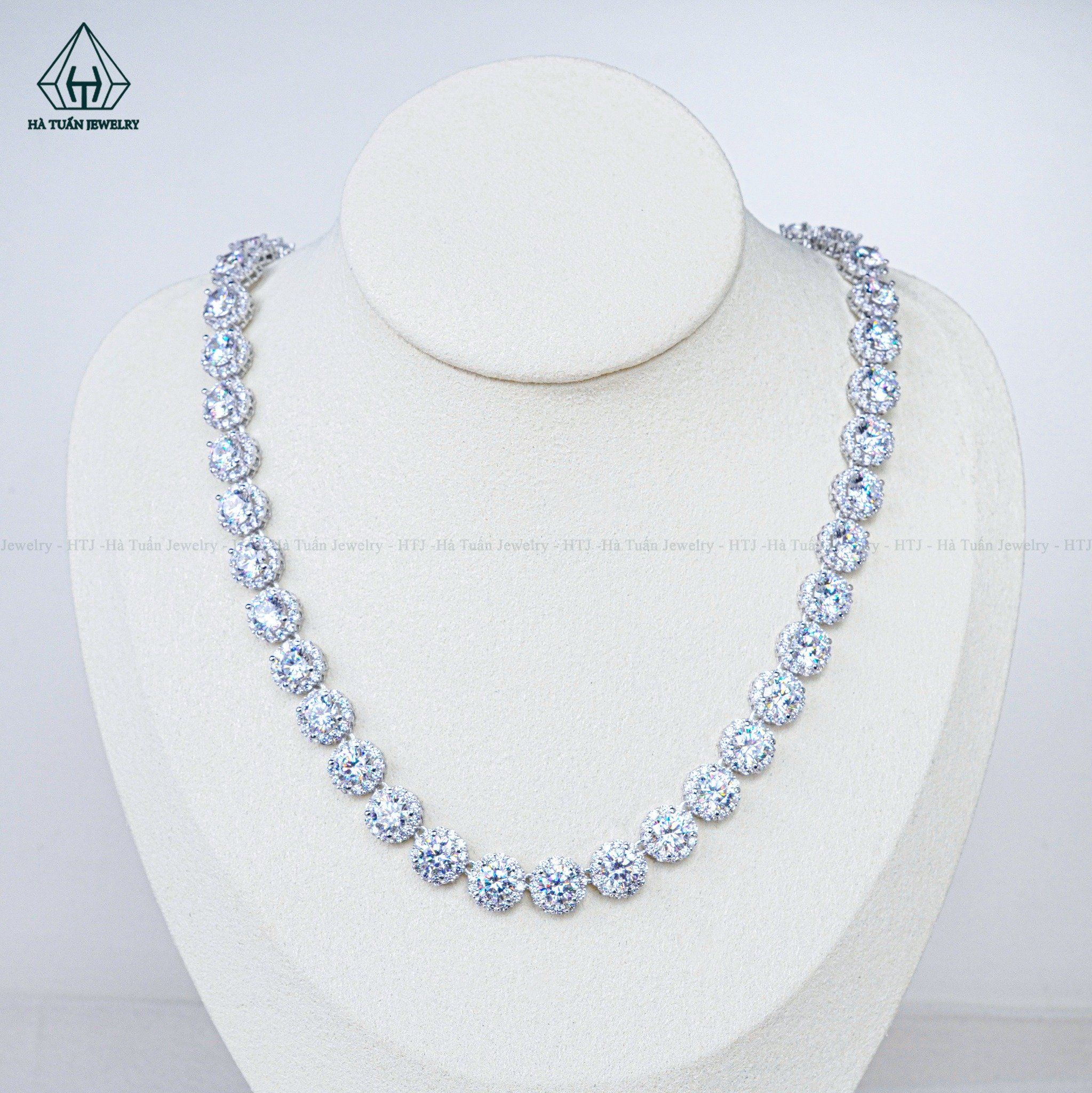  NCX084 5mm Dây chuyền halo full đá CZ 