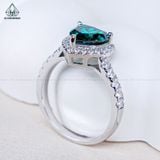  RX580 8*8mm Nhẫn nữ halo MOIS HEART Xanh lá 