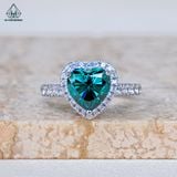  RX580 8*8mm Nhẫn nữ halo MOIS HEART Xanh lá 