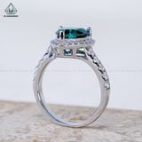  RX580 8*8mm Nhẫn nữ halo MOIS HEART Xanh lá 