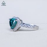  RX580 8*8mm Nhẫn nữ halo MOIS HEART Xanh lá 