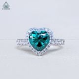  RX580 8*8mm Nhẫn nữ halo MOIS HEART Xanh lá 