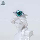  RX581 8*8mm Nhẫn nữ MOIS HEART 1 tim xanh 2 tim trắng 