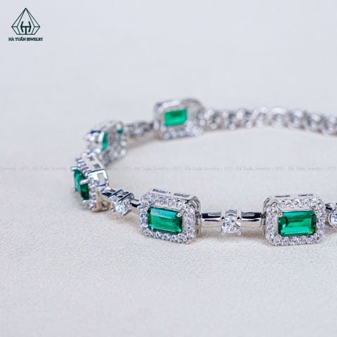B101 Lắc tay Emerald xanh lá 4x6mm CZ