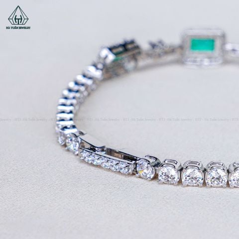 B101 Lắc tay Emerald xanh lá 4x6mm CZ