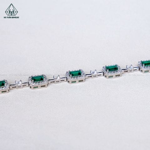 B101 Lắc tay Emerald xanh lá 4x6mm CZ