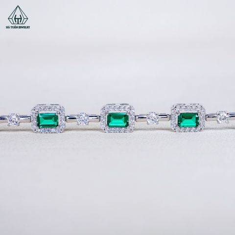 B101 Lắc tay Emerald xanh lá 4x6mm CZ