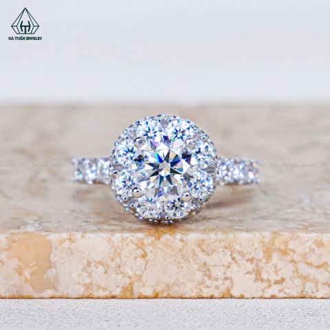 RX676 FULL MOIS 7mm Nhẫn nữ halo tròn