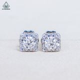  EX612 4mm Bông tai viền tấm vuông bo tròn 