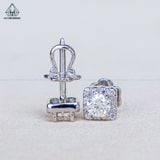  EX612 4mm Bông tai viền tấm vuông bo tròn 