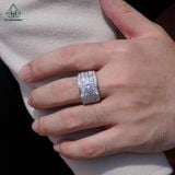  RMX180 7mm Nhẫn nam 5 hàng đá xen baguette 