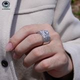  RMX180 7mm Nhẫn nam 5 hàng đá xen baguette 