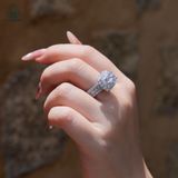  RX603 7mm Nhẫn nữ vuông đá chấu đôi 