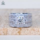  RMX180 7mm Nhẫn nam 5 hàng đá xen baguette 