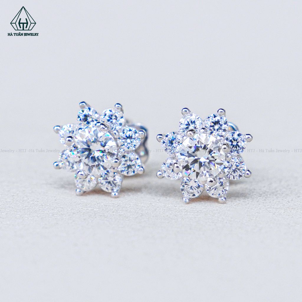 EX160 FULL MOIS 4mm bông tai hoa 8 cánh nhọn (Không mã cạnh)