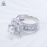  RX603 7mm Nhẫn nữ vuông đá chấu đôi 