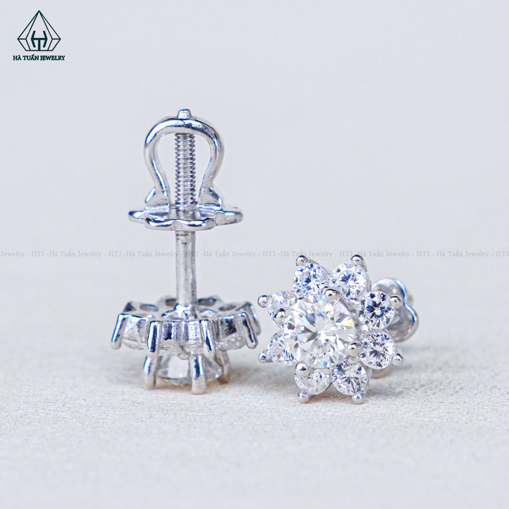 EX160 FULL MOIS 4mm bông tai hoa 8 cánh nhọn (Không mã cạnh)
