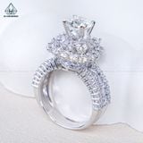  RX603 7mm Nhẫn nữ vuông đá chấu đôi 