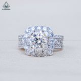  RX603 7mm Nhẫn nữ vuông đá chấu đôi 