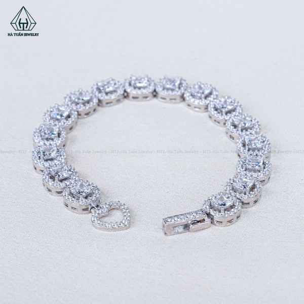  B055 Lắc tay halo vuông đá Princess 