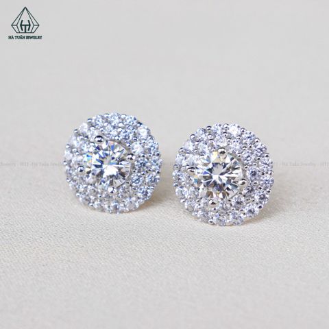 EX187 FULL MOIS 5mm Bông tai tròn 2 viền tấm