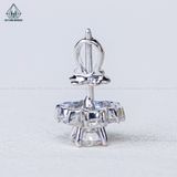  EX502 5mm Bông tai hoá đá tròn 6 cánh viền bạc 