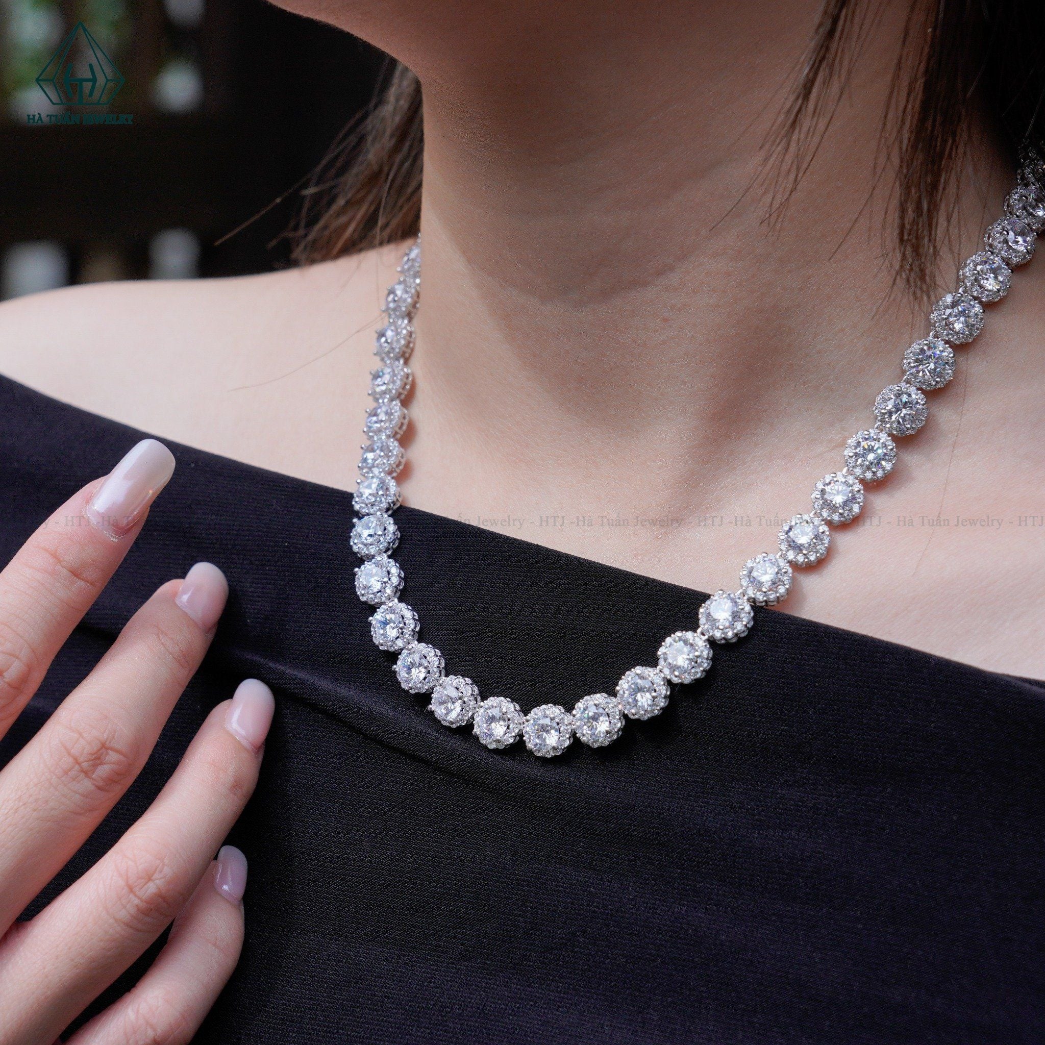  NCX084 6mm Dây chuyền halo full đá CZ 