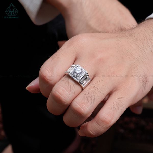  RMX185 7.5mm Nhẫn nam baguette viền tấm 