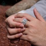  RMX180 7mm Nhẫn nam 5 hàng đá xen baguette 