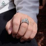  RMX180 7mm Nhẫn nam 5 hàng đá xen baguette 