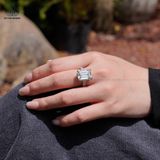  R980 Emerald 10*14mm vàng Nhẫn nữ 2 vành đá 