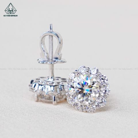 EX128 6.3mm Bông tai viền tấm hoa 10 cánh