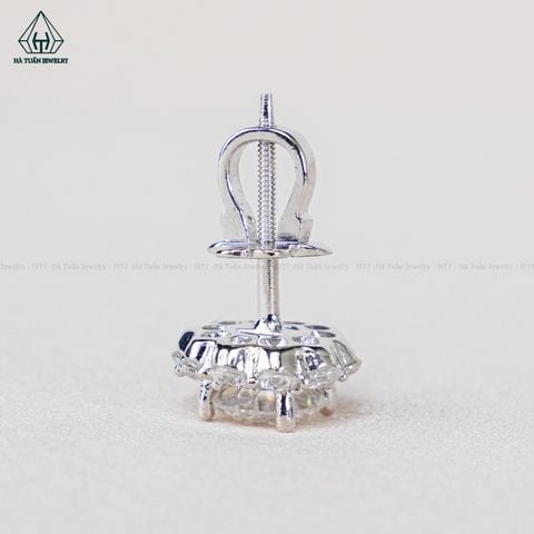 EX128 6.3mm Bông tai viền tấm hoa 10 cánh