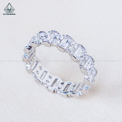 R027 Nhẫn nữ tấm tròn phối baguette