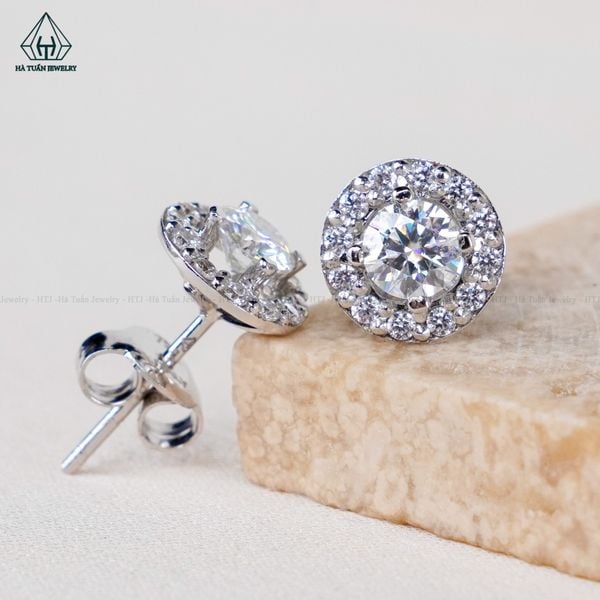  EX048 4-5-6mm 1 chiếc Bông tai halo tròn chuôi đẩy 