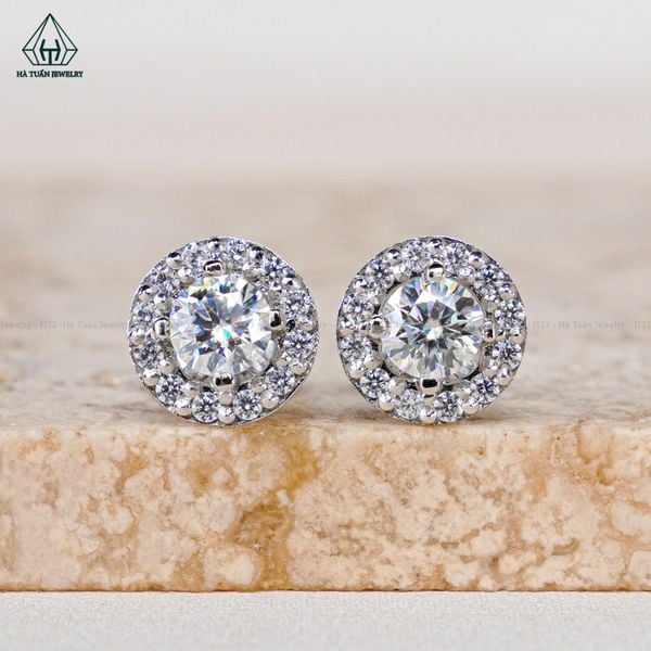  EX048 4-5-6mm 1 chiếc Bông tai halo tròn chuôi đẩy 