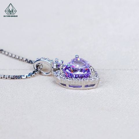 N730 Dây mặt liền trái tim chủ CZ Tím