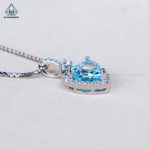 N730 Dây mặt liền trái tim chủ CZ Xanh Dương