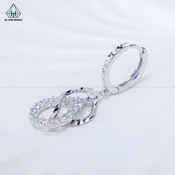  E108 Bông tai khoen đá rơi 