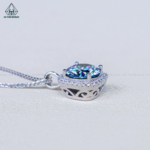 N704 Dây mặt liền halo vuông chủ MOIS xanh dương 8mm (không mã cạnh)