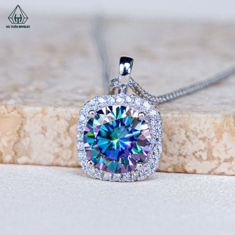 N704 Dây mặt liền halo vuông chủ MOIS xanh dương 8mm (không mã cạnh)
