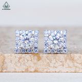  EX510 6mm Bông tai vuông đá caro 12 ô 