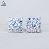  EX510 6mm Bông tai vuông đá caro 12 ô 