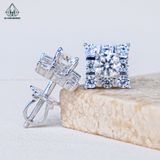  EX512 4.5mm Bông tai vuông đá caro 8 ô 