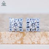  EX512 4.5mm Bông tai vuông đá caro 8 ô 