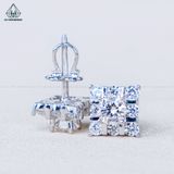  EX512 4.5mm Bông tai vuông đá caro 8 ô 