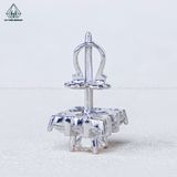  EX512 4.5mm Bông tai vuông đá caro 8 ô 